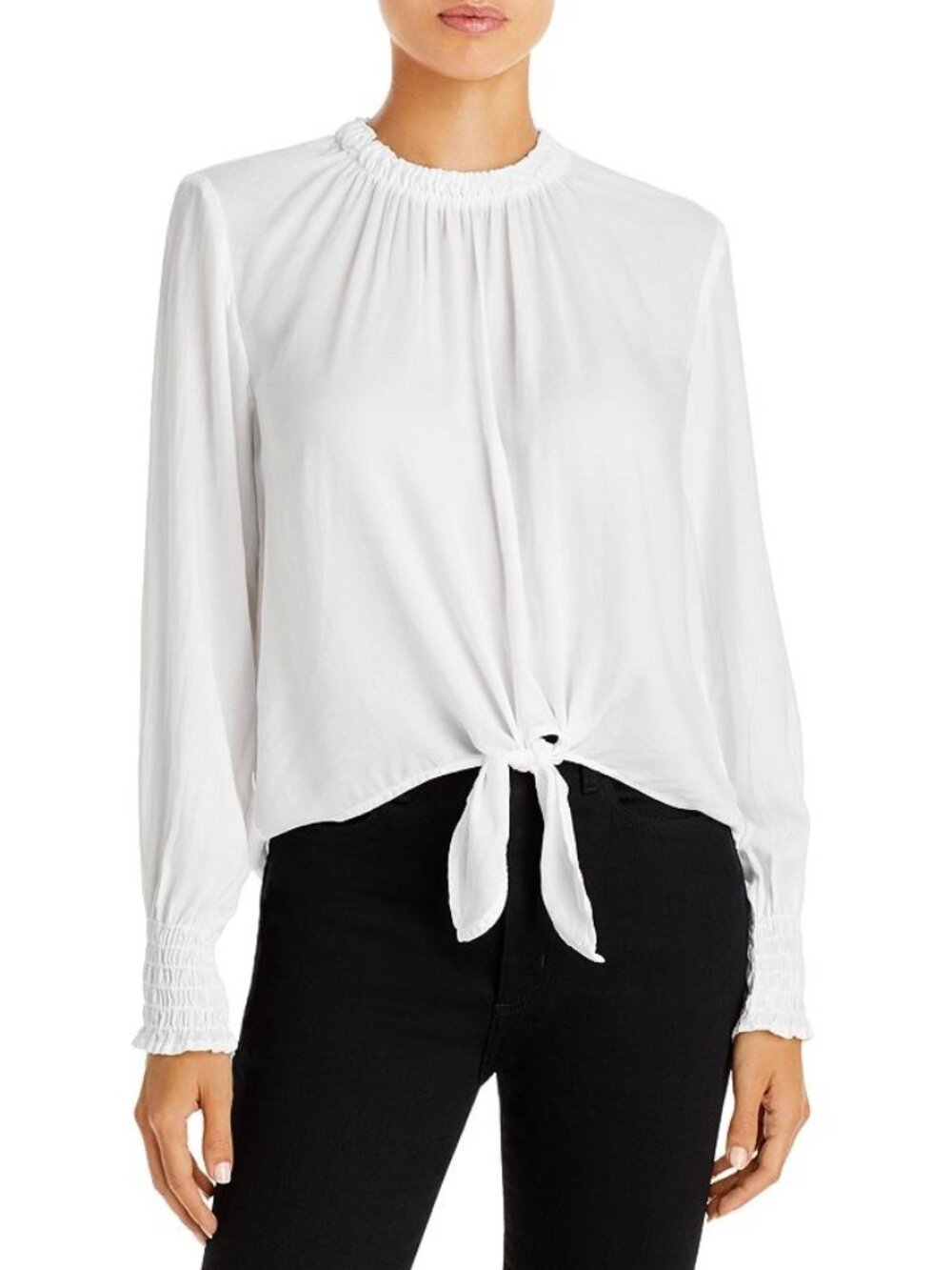 Bella Dahl NWT Smocked Tie Front Top in White size Small